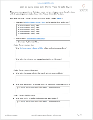 6 sigma projects