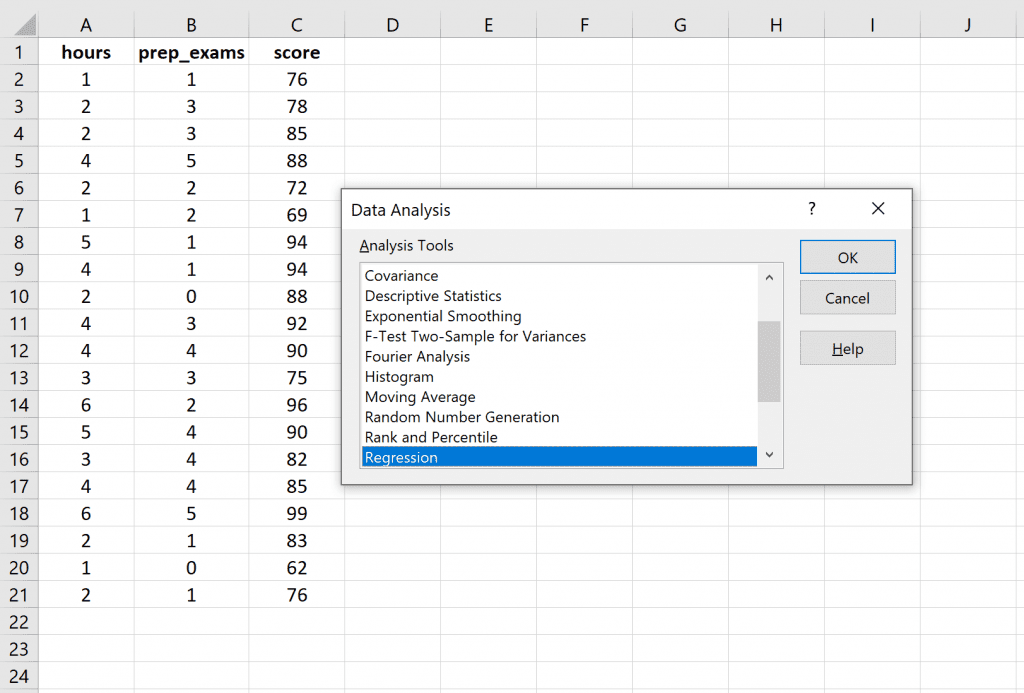 What is a linear regression with r in Excel?